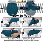 Lelepet Dog Coats for Large Dogs Waterproof Dog Jacket with Adjustable Fit | Winter Jacket Reflective Pet Fleece Vest Windproof Cold Weather Coats with Adjustable Buckle & Leash Hole, Dark Green, XXXL