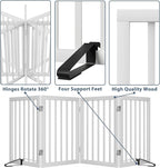 Wooden Dog Gate Freestanding Foldable Pet Gate 4 Panel Fully Assembled Dog Gates for Doorways House Stairs