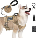 No Pull Tactical Dog Harness Medium Sized Dog, Service Dog Vest, M, Brown | Tactical Dog Vest Harness and Leash Set, Adjustable Military Service Dog Harness with Handle for Medium Large Dogs