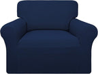 Easy-Going 100% Waterproof Chair Couch Cover, Stretch Jacquard Sofa Cover | Dual Waterproof Sofa Slipcover, Leakproof Furniture Protector for Kids, Pets, Dog and Cat (Chair, Navy)