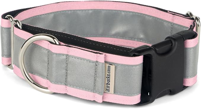 If It Barks - 1.5" Reflective Martingale Collar with Quick Snap Buckle for Dogs - Adjustable - Made in USA - Strong, Durable, and Comfy - Ideal for Training - Fits Most Breeds - Small, Pink