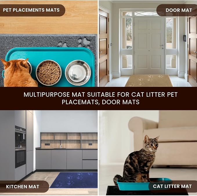 Andalus Small Cat Litter Mat, Pack of 2 - Waterproof, Non-Slip & Easy to Clean Cat Litter Box Mat for Extra Efficient Pet Litter-Trapping, Brown (15.75” X 11.75”)