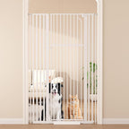 Extra Tall Cat Gate, 55.1" Heavy Duty Pet Gate for Large Cats & Dogs, Adjustable 29.9-45.3" Wide, Auto Close, No Drilling Pressure Mount, Easy Walk Through for Doorways Hallways Kitchen, White