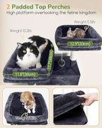 Globlazer Heavy Duty Cat Tree Tower 80in Tall Extra Large Cat Tree Tower for Multiple Indoor Cats Large Adult with Scratching Posts, 2 Spacious Condos, Padded Perches, Soft Hammock, S80B, Dark Grey