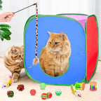Retro Shaw 33 Pack Cat Toys Set with Tunnel, Large, 21.3Inches | Interactive Kitten Toys Packs, Feather Wand Kit, For Indoor Cats, Collapsible Tent