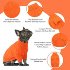 Queenmore Small Dog Pullover Sweater, Cold Weather Cable Knitwear, Classic Turtleneck Thick Warm Clothes for Chihuahua, Bulldog, Dachshund, Pug (Orange, X-Large)