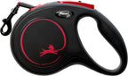 FLEXI® New Classic Tape Retractable Dog Leash, Medium 16ft -Black Red | German engineered, original flexi leash, durable quality, dogs up to 30-55 lbs, tangle-free, walking, reliable brake system