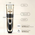 Highdas Dog Clippers for Grooming Low Noise, Cordless Electric Dog Grooming Kit Clippers Rechargeable, Quiet Dog Shaver, Pet Hair Trimmer Kit for Dogs & Cats (Red)