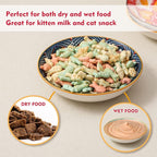 Ceramic Cat Bowls Set of 6 - Colorful Cute Shallow Cat Dishes - Great for Multi-Pet Homes - 5.6 Inch, Whisker Friendly and Wide - Microwave & Dishwasher Safe - 5.3 oz (185 ml)