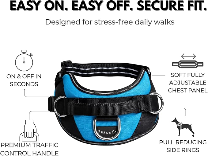 ShawnCo Essential Dog Harness, No-Pull Pet Vest with 3 Leash Clips, No Choke, Reflective, Adjustable and Padded, for Easy Walking and Training for Small, Medium and Large Dogs (Freckle's Garden, XL)