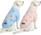 Spark Paws Sunblock Dog T-Shirt, SPF30 Protection, Lightweight Breathable Quick Dry for Dogs with Sensitive Skin - Pineapple & Seashells (Set of 2) - Size 3XL