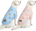 Spark Paws Sunblock Dog T-Shirt, SPF30 Protection, Lightweight Breathable Quick Dry for Dogs with Sensitive Skin - Pineapple & Seashells (Set of 2) - Size 2XL
