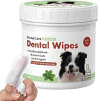 JAYU PET Mint Scent Dental Finger Wipes for Dogs, 50 Count | No-Rinse, Dual-Finger, Oral Care, Teeth Cleaning