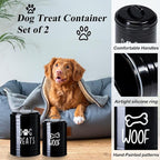 Dog Treat Container Airtight, Dog Treat Jar Set of 2 with Lid - 9x5.5''&7x4'' Metal Dog Cookie Jar for Farmhouse Kitchen Counter, Black Treat Jars for Pets, Treat Storage Container for Dogs, Cats | Large Capacity Dog Treat Jar Suitable All Popular Trea...