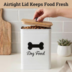 Metal Dog Food Container 5-7lb, 25 Cup w/ Airtight Bamboo Lid, Metal Handle | Pet Jar For Dogs up to 50lbs, Airtight Bamboo Lid, Sturdy Comfortable Metal Handle, Powder Coated Iron, Kibble Storage Bin