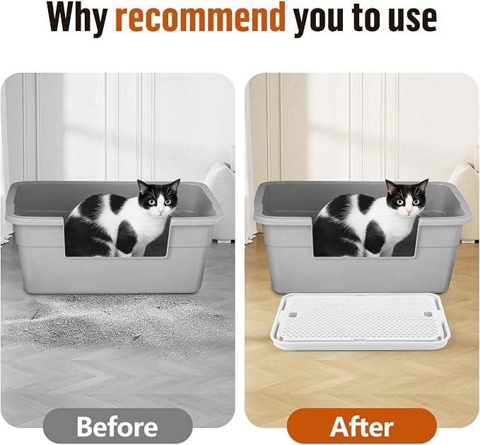 Cat Litter Box Step, Large Cat Litter Ramp with Filter Function, White