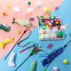 Shappy 150 Pcs Cat Toys for Indoor Cats Bulk, Kitten Toys Pack, Variety Interactive Gift Including Mice Interactive Silent Ball Spring Crinkle Balls Gift for Kitty Kitten Cat