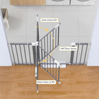 Cumbor 29.7-54.2" Wide Baby Gate for Stairs, Auto-Close Dog Gate Indoor for Doorways, No Drilling Pressure Mounted Pet Gates for Kids, Easy Walk Through Safety Gate, Gray