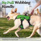 rabbitgoo Escape Proof Dog Harness for X-Large, No Pull with Lift Handle | No Escape, Full Soft Padded, Reflective Adjustable Vest, Leash Clip for Walking Hiking Training, Green, X-Large