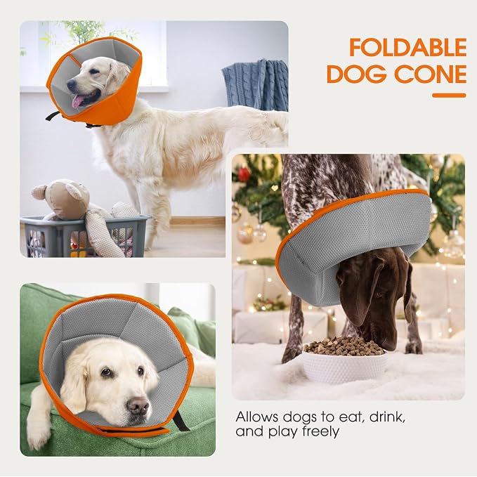 Dog Cone Collar After Surgery for Medium Dogs, Adjustable Soft Recovery Cone for Dogs to Stop Licking Biting, Comfortable Pet Elizabethan Alternative for Wound Healing