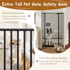 55'' Extra Tall Cat Gate, 34.2"-38.2" Wide Auto Close Tall Pet Gate for Doorways, Pressure Mounted High Dog Door Gate No Drilling Cat Fence Safety Baby Gate for Stairs, Doorways, Black