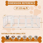 Acrylic Dog Playpen Indoor for Small Dogs & Puppies | 2 Rooms Clear Pet Playpen, Easy Clean & Assemble, Modern No-Bar Design, Escape-Proof & Sturdy, 23.6", 16 Panels, White