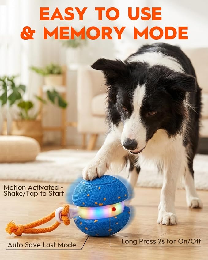 Xeuch Interactive Dog Toys, Automatic Irregular Moving and Rolling Dog Ball with 2 Speed Modes, E-TPU Material, Motion Activated Pet Toys with Rope for Dogs Puppies, Dog Stimulation Toy (Blue) | 2 Speed Modes, E-TPU Material, Motion Activated Pet Toys ...