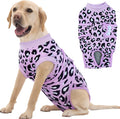 FUAMEY Dog Recovery Suit, Soft Surgical Suit for Dogs Onesie for Surgery | Cone Alternative after Surgery, Abdominal Wound Protector, Anti Lick Suit, Dog Onesie for Surgery Female Purple Leopard XXL