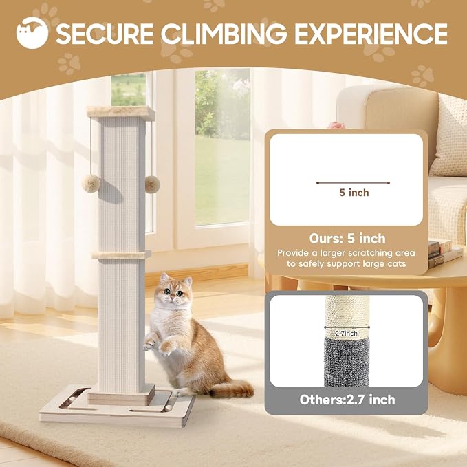 32" Large Cat Scratching Post with Tracking Interactive Toys for Cats | Large Cat Scratching Post, 32 Inch Tall Heavy Duty Scratching Post with Tracking Interactive Toys for Indoor