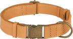 AirTag Dog Collar - Genuine Leather Dog Collar with Apple AirTag Holder and Metal Buckle - Smart GPS Tracking Pet Collars (Light Brown, M, 14"-18" Neck Fit)