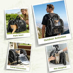 Lekereise Expandable Cat Backpack Carrier for Large Cats and Small Dogs up to 20 lbs, 30% More Bottom Space, Up to 80% More Rear Space, Breathable Mesh, Sun Shade, Safety Leash, Hand Carry, Black