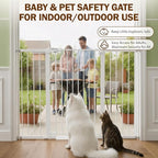 Mumeasy 36" Extra Tall Baby Gate for Doorways, 29.7"-57" Extra Wide Dog Gate for Stairs, Pressure Mounted Auto Close Pet Safety Gate with Easy Walk Thru Door, Large Indoor Child Gate for House, White