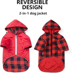 Dog Raincoat Dogs Waterproof Reversible rain Jacket Dog Small Medium Breeds Reflective Zipper Storage Pocket Harness Hole - Red - M