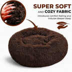 Whiskers & Friends Cat Beds for Indoor Cats, Fluffy Cat Bed Small to Large | Orthopedic Soft Plush Calming Donut Bed, Washable Round Pet Bed, Sized for Kitten to Large Cats & Puppy to Small Dogs