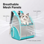 Cat Backpack Carrier for Small Dogs and Medium cat Puppy Kitten Bunny Pet Carrier Backpack Collapsible with Fully Ventilated Mesh with Safety Leash (LightGreen, 12.9" L x 10.62" W x 15.5" H - M)