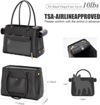 Fashion Pet Carrier Purse for Small Cat and Dog, Luxury Pu Soft-Sided Tote Bag with Large Pockets for Dogs and Puppies (Black, 15.8" L x 7.5" W x 11.8" H)