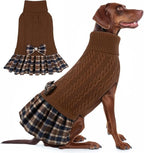 KYEESE Dog Sweater Dress Turtleneck Thick Knit Pullover for Cold Weather | Stretchy Fit, Lightweight & Warm, Cozy Knit Comfort, Cute Bow Accent, Gentle on Sensitive Skin, Comfortable Daily Wear