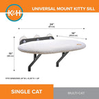 K&H Cat Window Perch, Universal Mount Bed for Large Cats - 24x14in Fleece | Orthopedic Cat Window Hammock Holds 60 lbs, Sturdy Suction Cups, Washable Cover, Indoor Window Bed