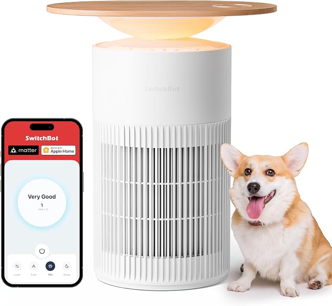 SwitchBot Air Purifier for Home Large Room, Matter, Up to 3620 ft², Air Purifier for Wildfire Smoke, Pets, Odors, 20dB, Washable Pre-filter, Pet Mode, RGB Light, Work with Alexa, HomeKit, Google Home