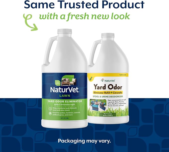 NaturVet Yard Odor Eliminator Plus Citronella for Dog Odors- 64 oz Refill | Eliminate Stool and Urine Odors from Lawn and Yard, Designed for Use on Grass, Patios, Gravel, Concrete & More, Refill