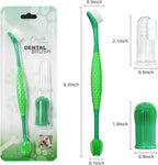 Pet Toothbrush Set for Dogs and Cats, Dual-Head Toothbrush with 2 Finger Toothbrushes, Soft Bristle & Silicone Pet Teeth Cleaning Kit, Remove Plaque Tartar Buildup, Oral Dental Care Supplies