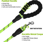 Long Dog Leash 50 FT: Heavy Duty Rope Leashes for Dogs Training with Swivel Lockable Hook Reflective Threads Bungee and Padded Handle - Dog Lead for Large Small Medium Dogs Outside Walking Hiking