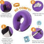 BENCMATE Inflatable Dog Cone Collar Alternative, Soft Dog Cone for Small Medium Large Dogs and Cats, Neck Recovery ECollar Donut Collar After Surgery (Large, Purple)