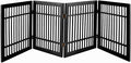 Urnporium Pet Dog Gate Freestanding, Strong Durable Folding Wooden Fence, Portable Acacia Hardwood Safety Barrier for Indoor & Outdoor Use (Black Pet Gate, 4 Panel 24" Tall)