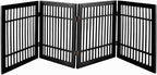 Urnporium Pet Dog Gate Freestanding, Strong Durable Folding Wooden Fence, Portable Acacia Hardwood Safety Barrier for Indoor & Outdoor Use (Black Pet Gate, 4 Panel 24" Tall)