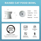 Necoichi Ceramic Raised Cat Food Bowl, Whisker-Friendly (Cats, Large Flat)