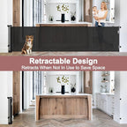 85" Wide Retractable Baby Gate for Stairs, Long Dog Gate, Indoor/Outdoor | Retractable Gate for Deck/Doorway, Easy One-Hand Operation Safety Lock, Scratch-Resistant Mesh Baby Gate, Easy Install, Black