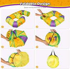 Cat Tunnel for Indoor Cats 6-Shaped, Collapsible Cat Playhouse Pet Play Tunnel Tube Maze with Hanging Pom-Poms and Interactive Hole for Kitten, Kitty, Puppy, Rabbits, Ferret, Guinea Pig