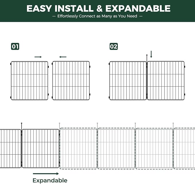 FXW MiniPaws Dog Playpen, Indoor, Yard & RV Camping, 20" H, 8 Panels | Portable, Expandable Layout, Tool-Free Setup, For Puppies & Small Dogs