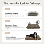 Sytopia 47 Inch Durable Indestructible Dog Beds for XXL Dogs, Chew Proof Waterproof Pet Crate Pad with Machine Washable Removable Cover, Great for Indoor, Outdoor, Crate, Patio Use, Brown